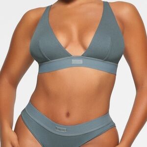Cotton Rib Plunge Bralette